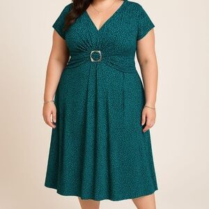Teal V-Neck Dress